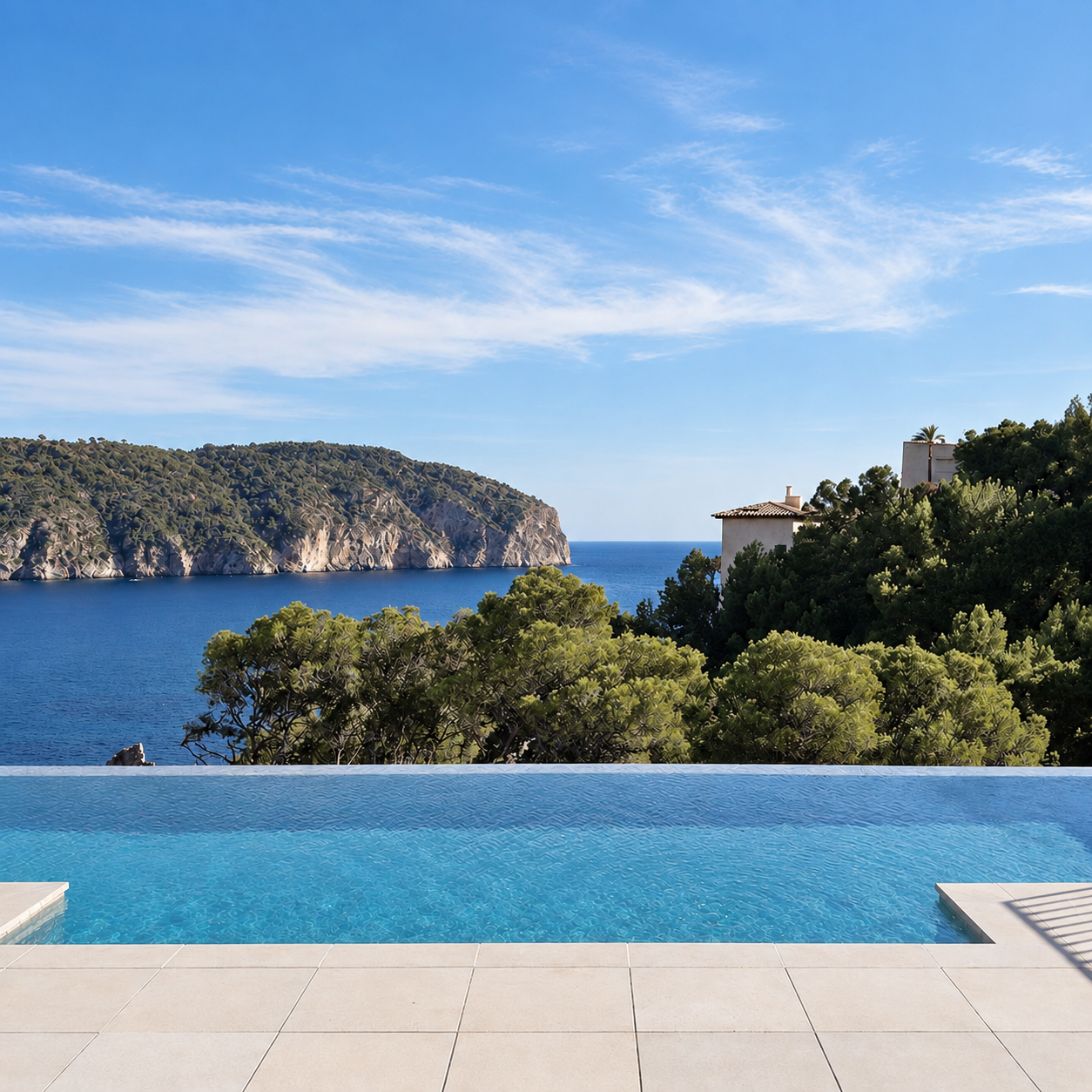 Pool mit Meerblick in Camp de Mar, Mallorca